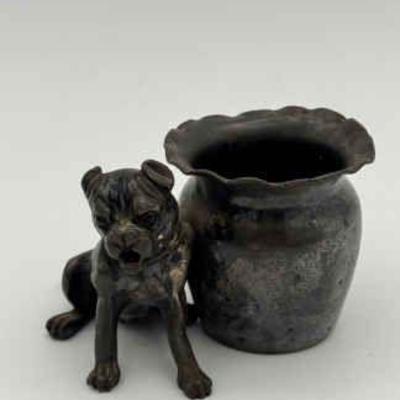 Antique Silverplate Bulldog Toothpick Holder
