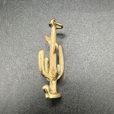 14K Gold Cactus Pendant
