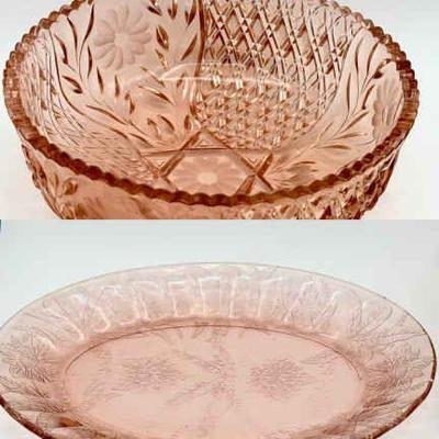 (2) Pink Depression Glass Dishes
