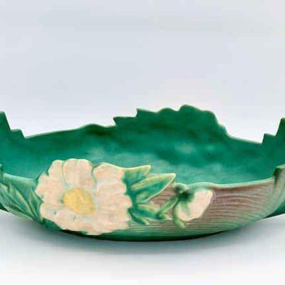 1930 Roseville Pottery Peony Console Bowl Green

