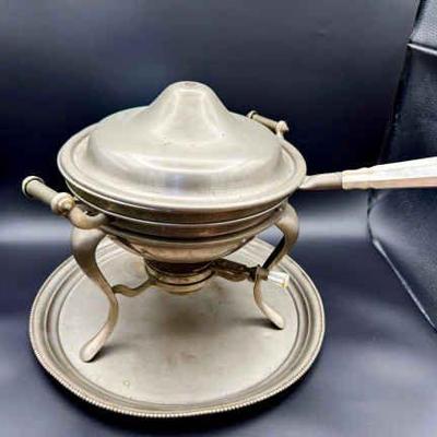 Rochester Stamping Chafing Dish Set W Mother Of Pearl Handles
