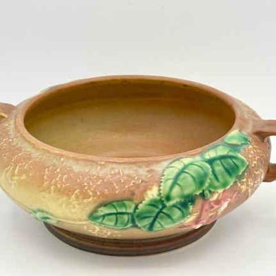 1939 Roseville Pottery Fuchsia Console Bowl Rusty Brown
