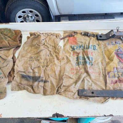 (6) Various Vintage Burlap Sacks

