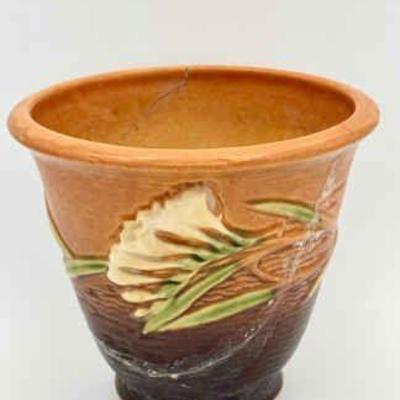 1945 Roseville Pottery Freesia Flower Pot Rust/Brown

