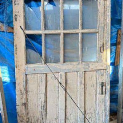 Heavy Duty Vintage Barn Door w/ Glass Panels
