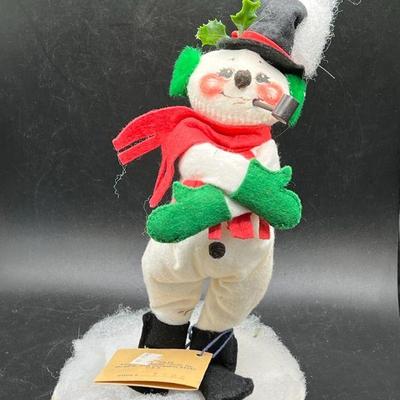 9” Annalee Dolls 1989 Christmas Snowman with Original Tag
