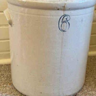 Antique 6 Gallon Stoneware Crock
