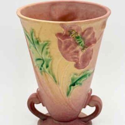 1930 Roseville Pottery Poppy Vase Pink/Red
