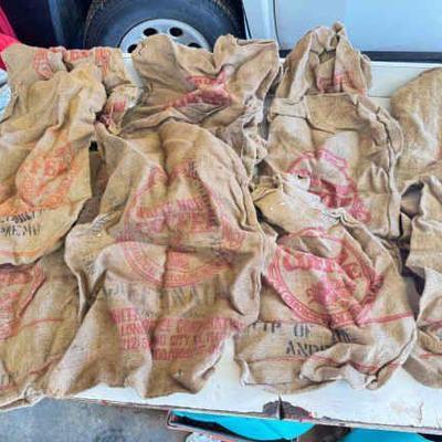 (15) Vintage White House Coffee Burlap Sacks (Red Seal)
