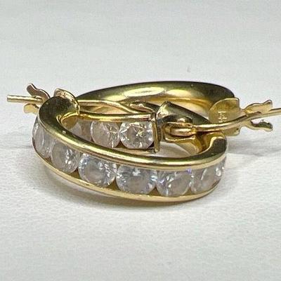 Sparkling Chanel Set 14K Gold Hoop Earrings
