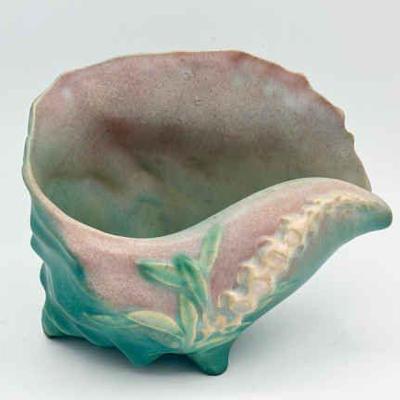 1940s Roseville Pottery Foxglove Conch Shell Blue

