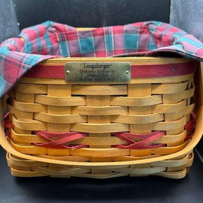 Longaberger “Deck The Halls” Christmas Collection 2000 Edition Basket w Two Clear Inserts

