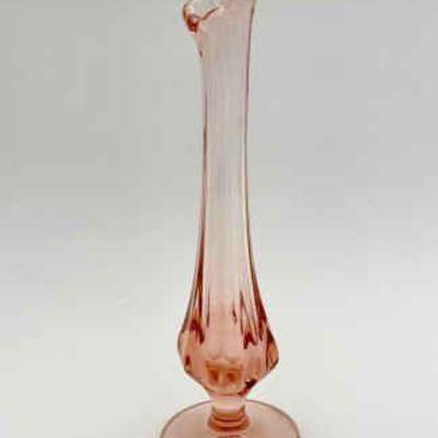 Fenton Pink Depression Glass Swung Bud Vase

