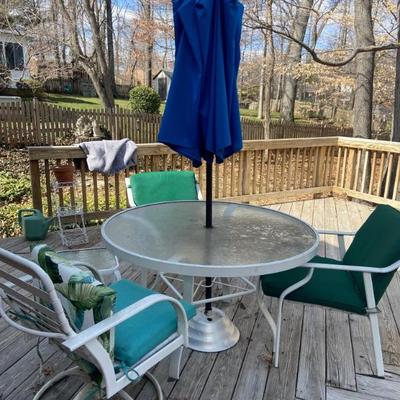 Patio table and umbrella