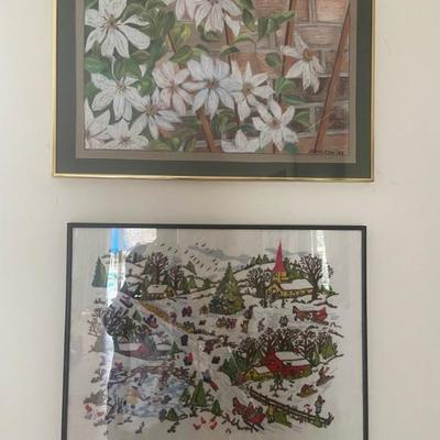 Christmas embroidery crewel framed