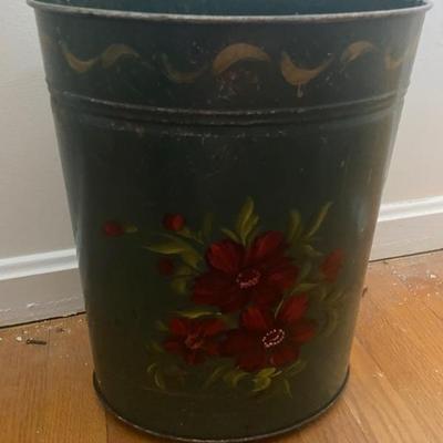 Painted Metal trash can 