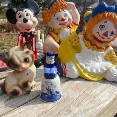 Vintage Disney and Raggedy Ann ceramics