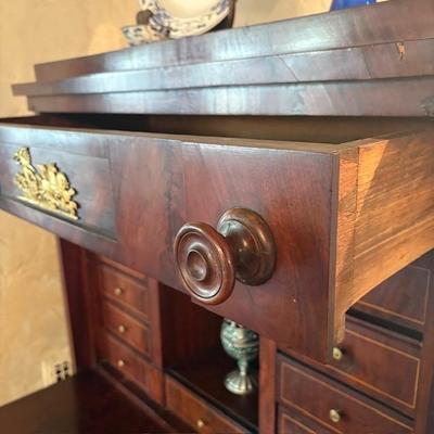 Antique flame mahogany butler's desk mid 1800s