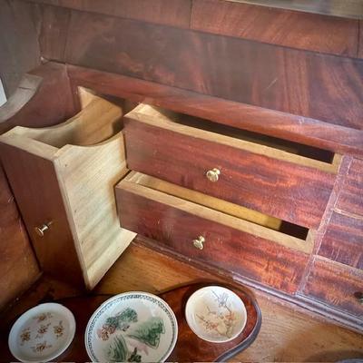 Antique flame mahogany butler's desk late 1800s