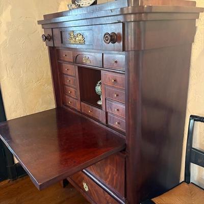 Antique flame mahogany butler's desk mid 1800s
