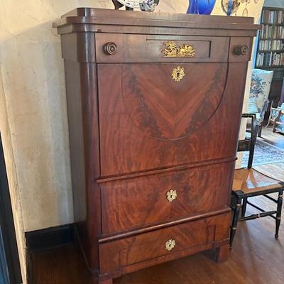 Antique flame mahogany butler's desk mid 1800s