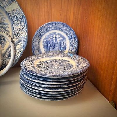 Wedgwood blue transferware china