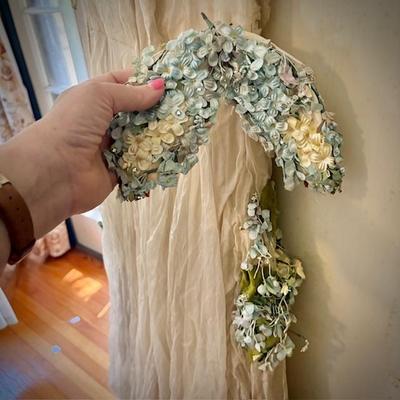 Vintage dress with floral headpiece