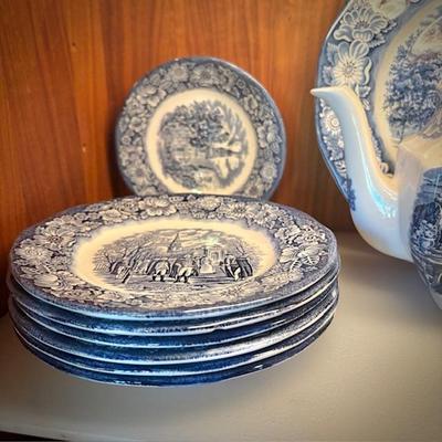 Wedgwood blue transferware china