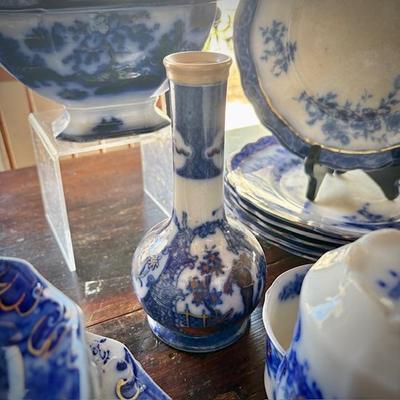 Antique flow blue china