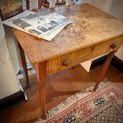 Antique tiger maple side table