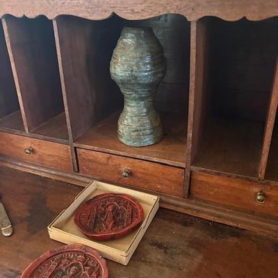 Antique slant-top writing desk mid-1800s