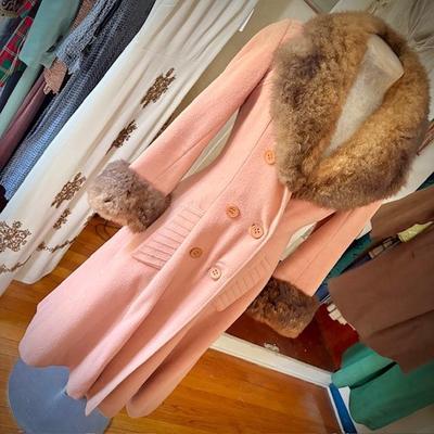 Vintage winter coat with fur cuffs and collar