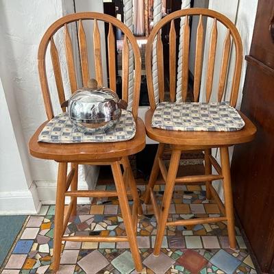 Pair of swivel bar stools