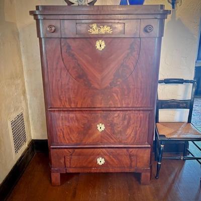 Antique flame mahogany butler's desk mid 1800s