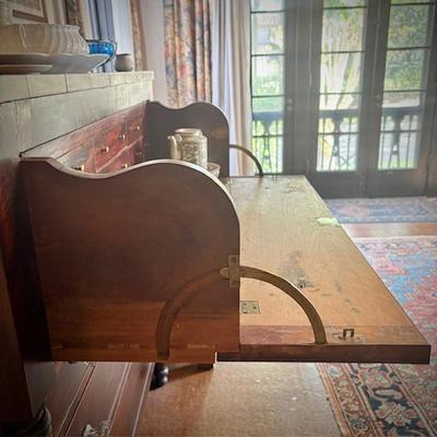 Antique flame mahogany butler's desk late 1800s