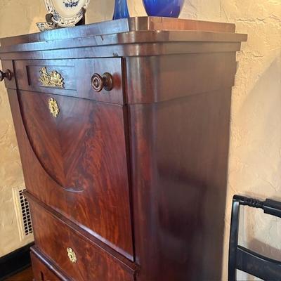 Antique flame mahogany butler's desk mid 1800s