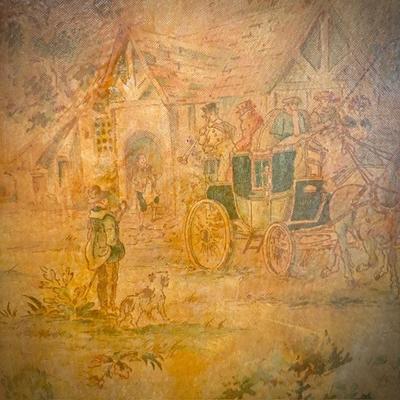 Antique 5-panel screen with European scenes
