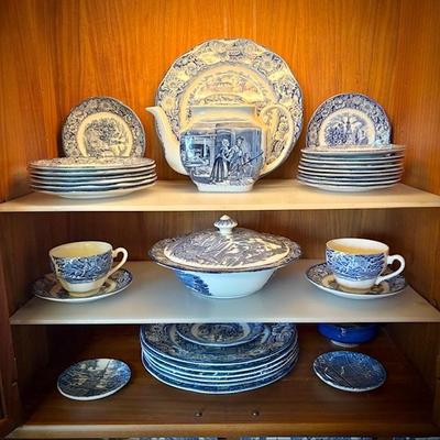 Wedgwood blue transferware china