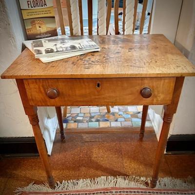 Antique tiger maple side table