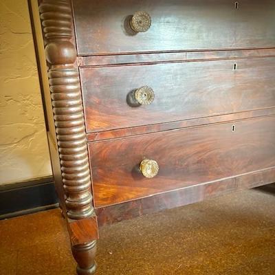Antique flame mahogany butler's desk late 1800s