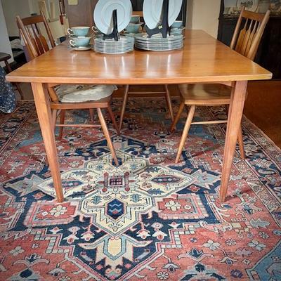 c. 1960 Drexel MCM dining table and four chairs. Shown with no leaves.