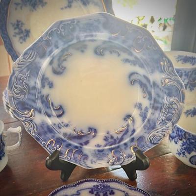 Antique flow blue china