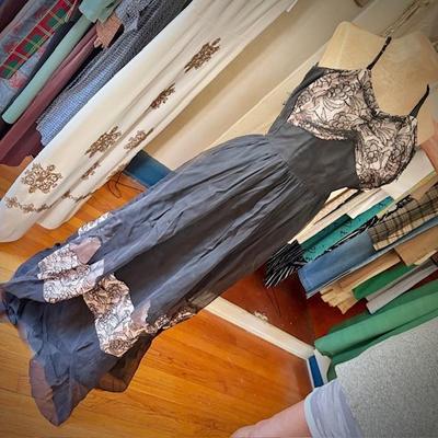 Vintage formal black lace dress