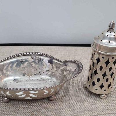 Tiffany & Co Silver Nut Dish & Silver Pepper Shaker
