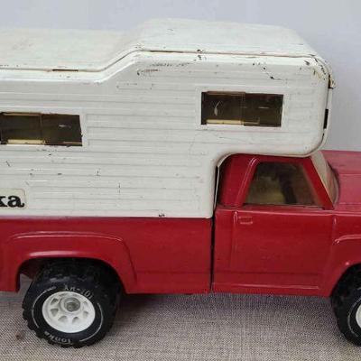Vintage Tonka Toys Red Pickup W/ Camper Top