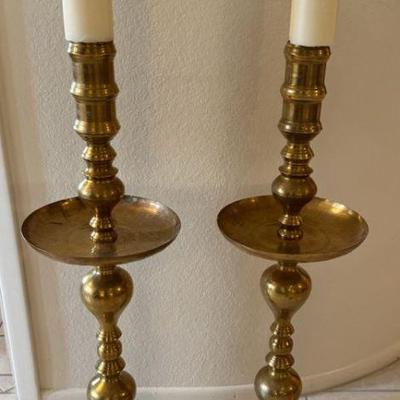 Vintage Large Brass Candle Stands
