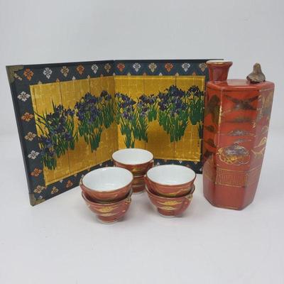 Japanese Kutani Hand Painted Beverage Set