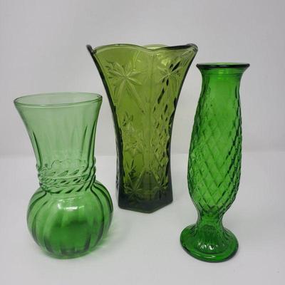 48 Green Glass Vases Anchor Hocking