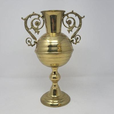 46 French Influenced Brass Vessel with Ornate Handles