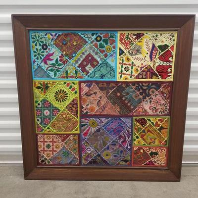 79 indian sari style patchwork framed wall art